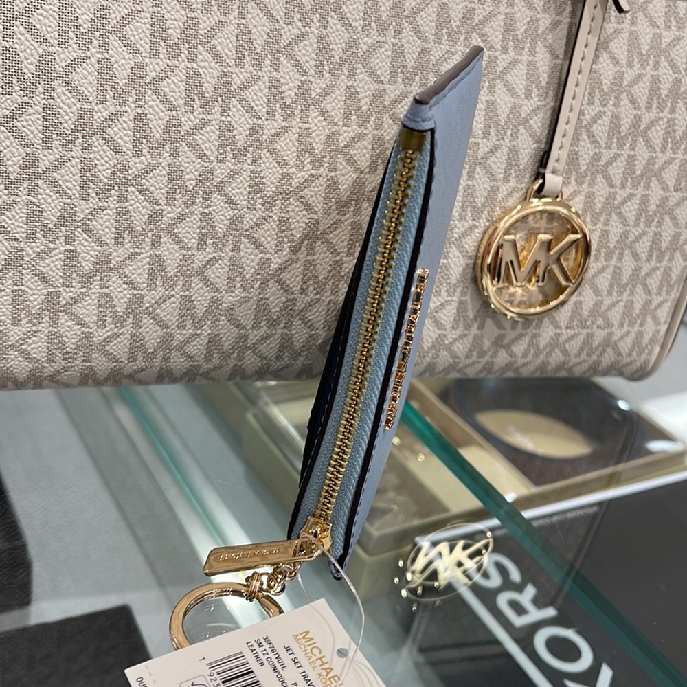 MICHAEL KORS SMALL TOP ZIP COINPOUCH WITH ID CARD CASE WALLET 
PALE BLUE 
NWT - Picture 8 of 16